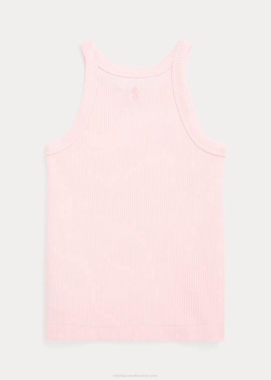 akacie lyserød børn Ralph Lauren ribbet tanktop i bomuldsblanding Z426B7440