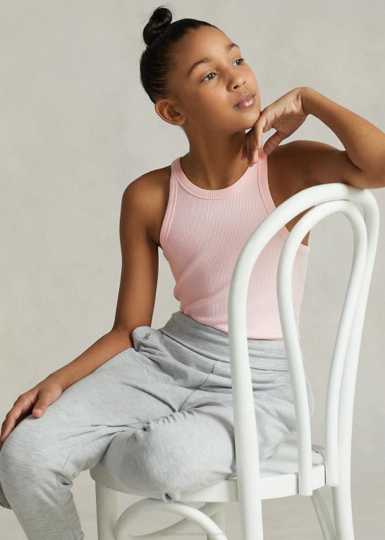 akacie lyserød børn Ralph Lauren ribbet tanktop i bomuldsblanding Z426B7499
