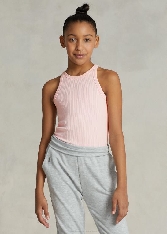 akacie lyserød børn Ralph Lauren ribbet tanktop i bomuldsblanding Z426B7499