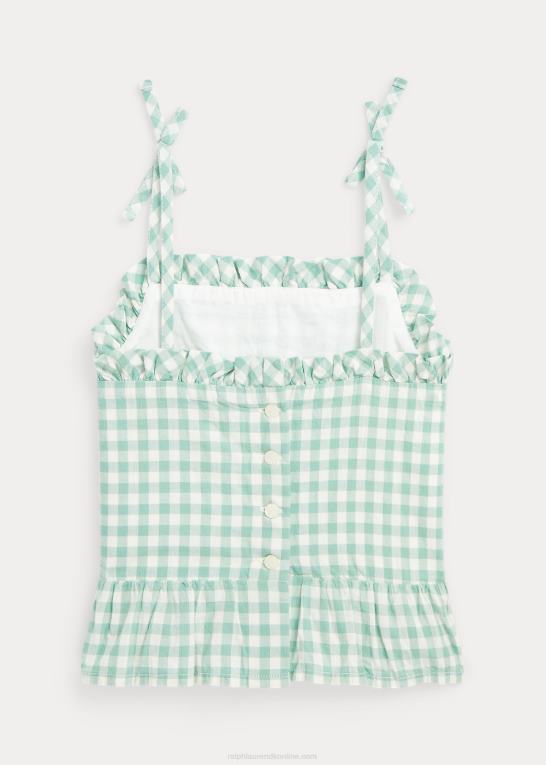 falmet mint/dækvask hvid børn Ralph Lauren madras top i gingham bomuld Z426B6848