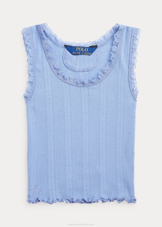 kanal blå børn Ralph Lauren pointelle-strikket tanktop i bomuld Z426B6833