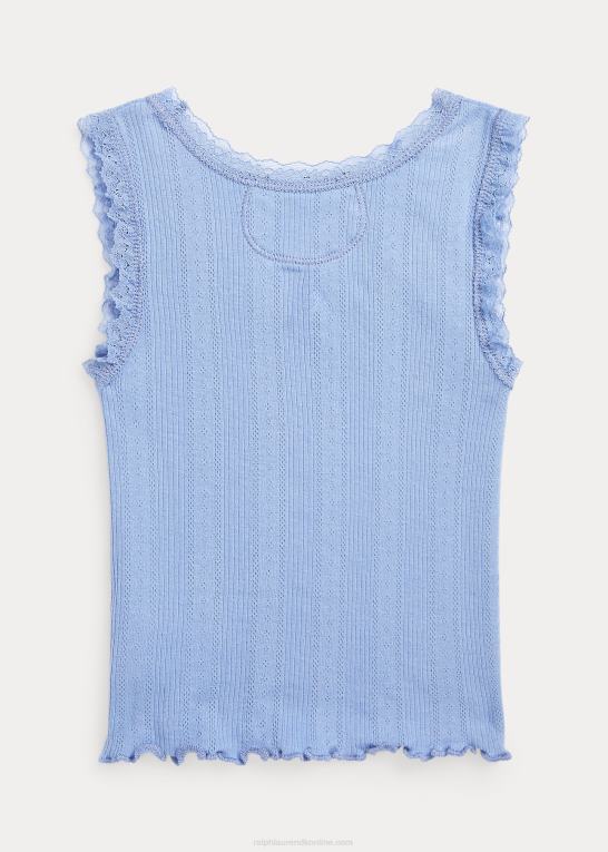 kanal blå børn Ralph Lauren pointelle-strikket tanktop i bomuld Z426B6833