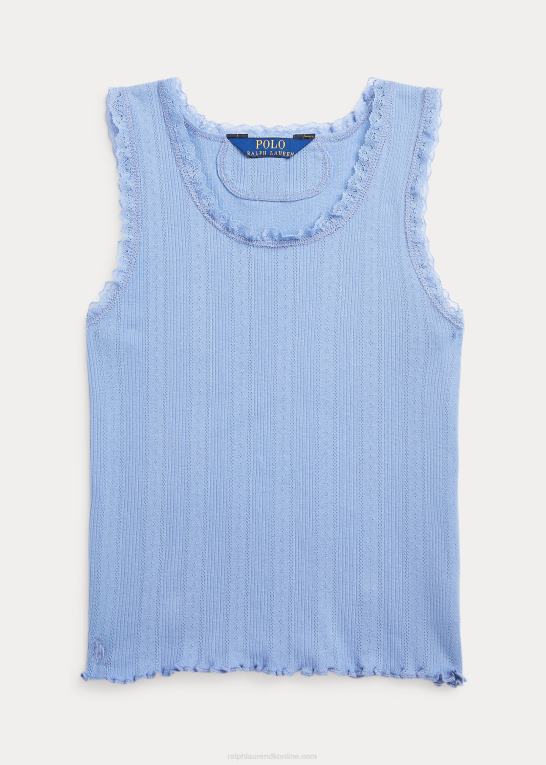 kanal blå børn Ralph Lauren pointelle-strikket tanktop i bomuld Z426B7078