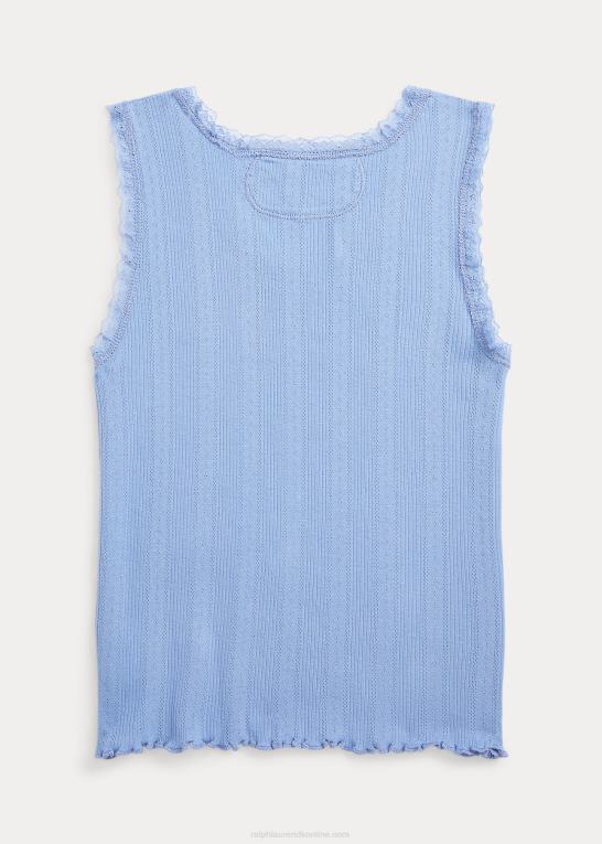 kanal blå børn Ralph Lauren pointelle-strikket tanktop i bomuld Z426B7078