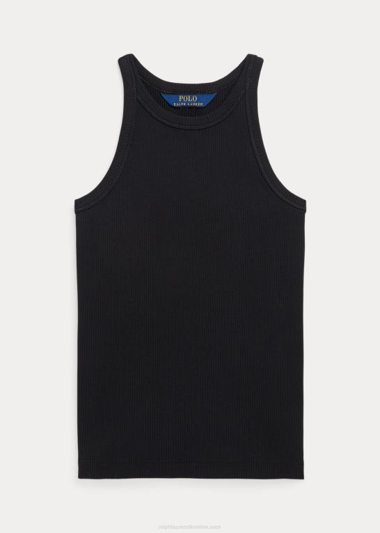 sort børn Ralph Lauren ribbet tanktop i bomuldsblanding Z426B7500