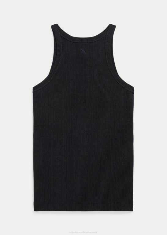 sort børn Ralph Lauren ribbet tanktop i bomuldsblanding Z426B7500