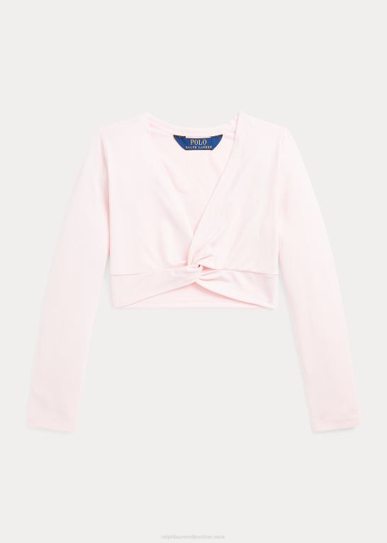 akacie lyserød børn Ralph Lauren twist-front stretch jersey top Z426B7443