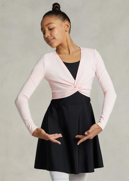 akacie lyserød børn Ralph Lauren twist-front stretch jersey top Z426B7505