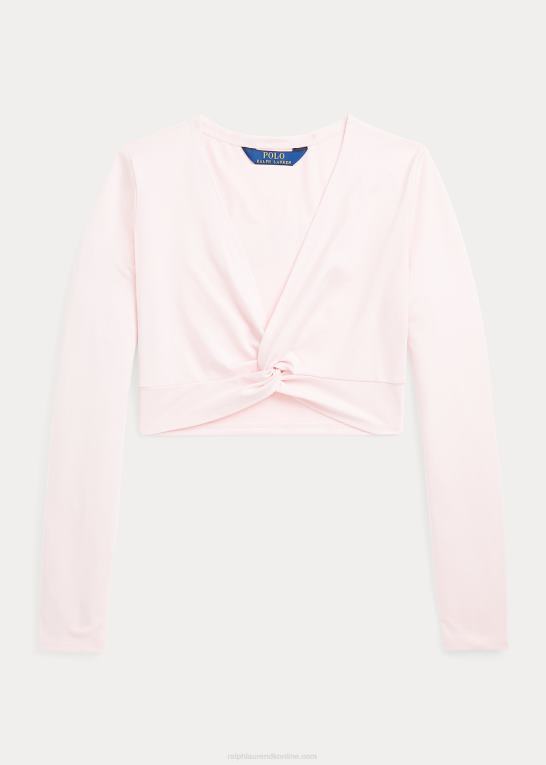 akacie lyserød børn Ralph Lauren twist-front stretch jersey top Z426B7505
