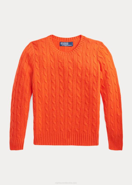 aktiv orange børn Ralph Lauren den ikoniske kabelstrikkede kashmirtrøje Z426B6210