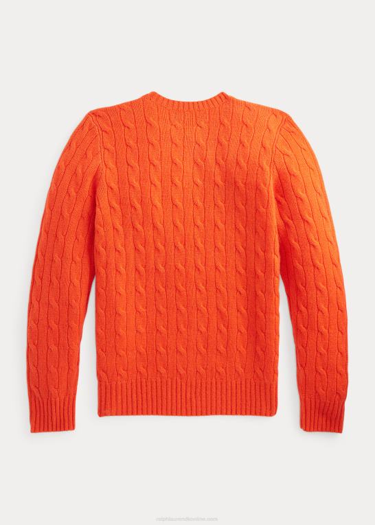 aktiv orange børn Ralph Lauren den ikoniske kabelstrikkede kashmirtrøje Z426B6210