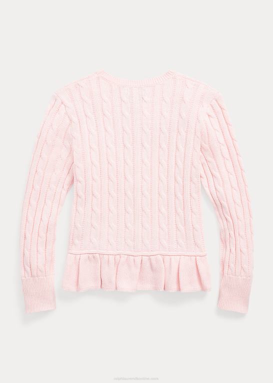 antydning af pink børn Ralph Lauren kabelstrikket peplum cardigan i bomuld Z426B7553