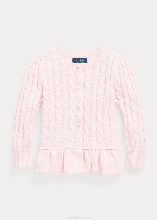 antydning af pink børn Ralph Lauren kabelstrikket peplum cardigan i bomuld Z426B9994