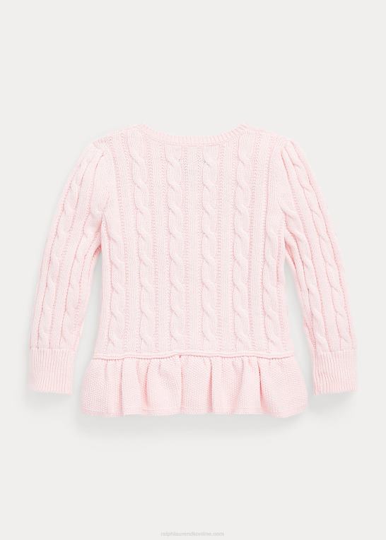 antydning af pink børn Ralph Lauren kabelstrikket peplum cardigan i bomuld Z426B9994