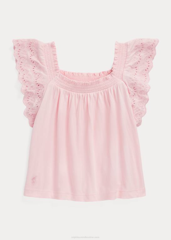 antydning af pink børn Ralph Lauren top med øjebroderet bomuldsjersey Z426B6881