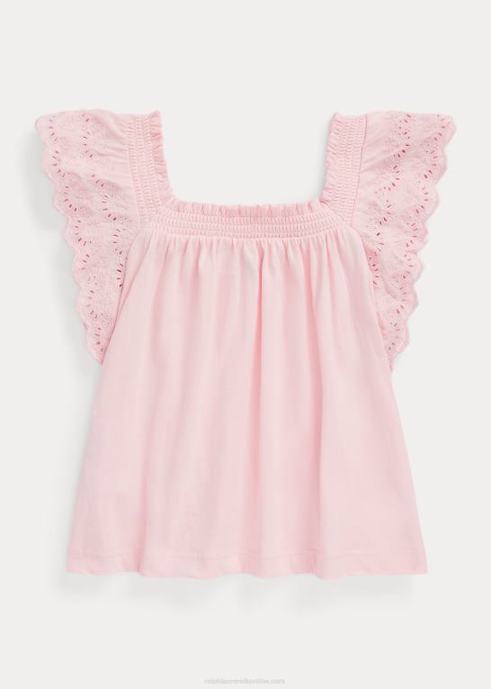 antydning af pink børn Ralph Lauren top med øjebroderet bomuldsjersey Z426B6881