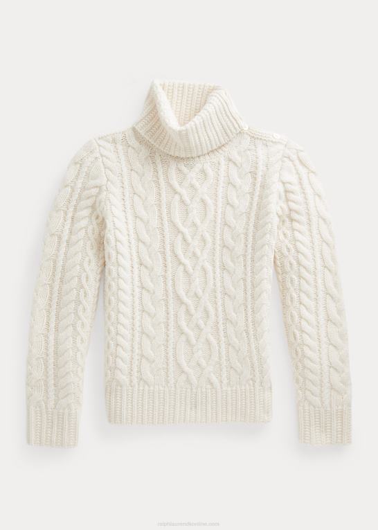 børn Ralph Lauren aran-strikket uld-blandet sweater med rullekrave Z426B7509