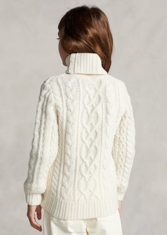 børn Ralph Lauren aran-strikket uld-blandet sweater med rullekrave Z426B7509