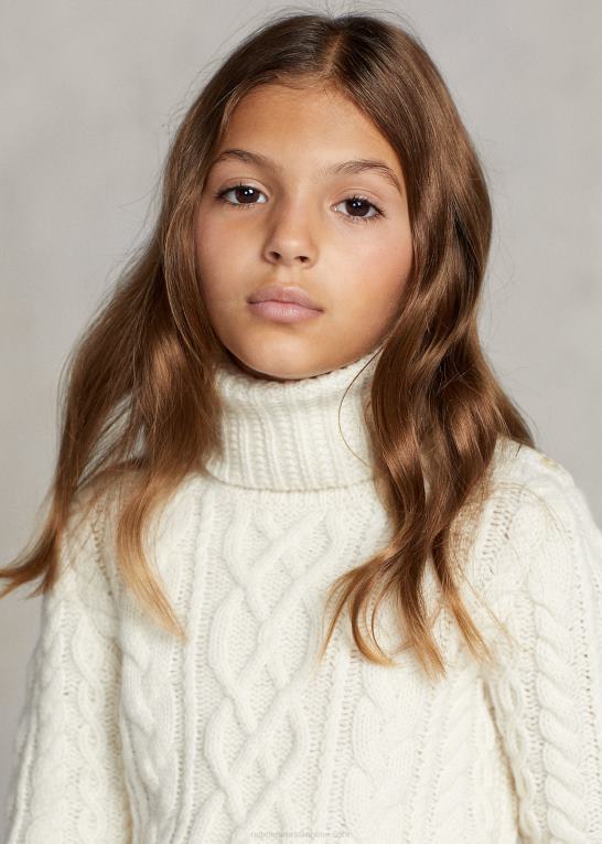 børn Ralph Lauren aran-strikket uld-blandet sweater med rullekrave Z426B7509