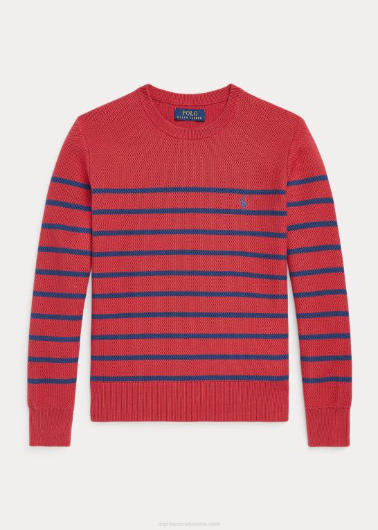 chili peber børn Ralph Lauren stribet mesh-strikket bomuldstrøje Z426B9934