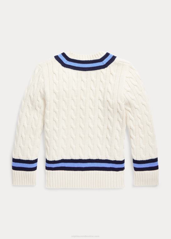 creme m/marine stribe børn Ralph Lauren den ikoniske crickettrøje Z426B5665