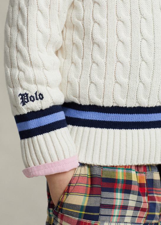 creme m/marine stribe børn Ralph Lauren den ikoniske crickettrøje Z426B5665