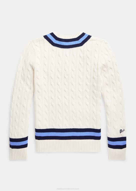 creme m/marine stribe børn Ralph Lauren den ikoniske crickettrøje Z426B6166