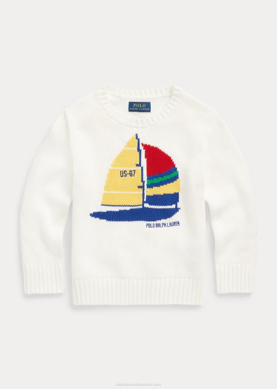 dækvask hvid børn Ralph Lauren sejlbåds bomuldstrøje Z426B5666