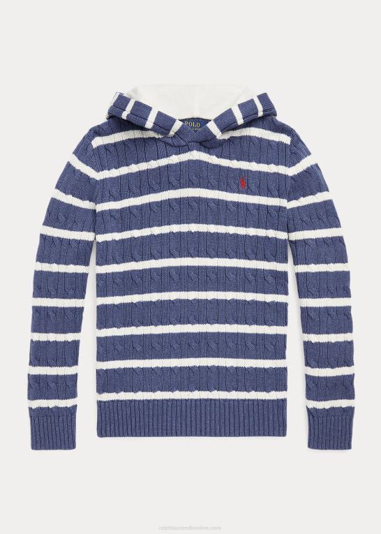 ejendom creme/rustik navy børn Ralph Lauren stribet hættetrøje i bomuld Z426B6674