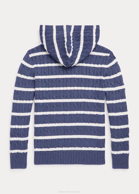 ejendom creme/rustik navy børn Ralph Lauren stribet hættetrøje i bomuld Z426B6674