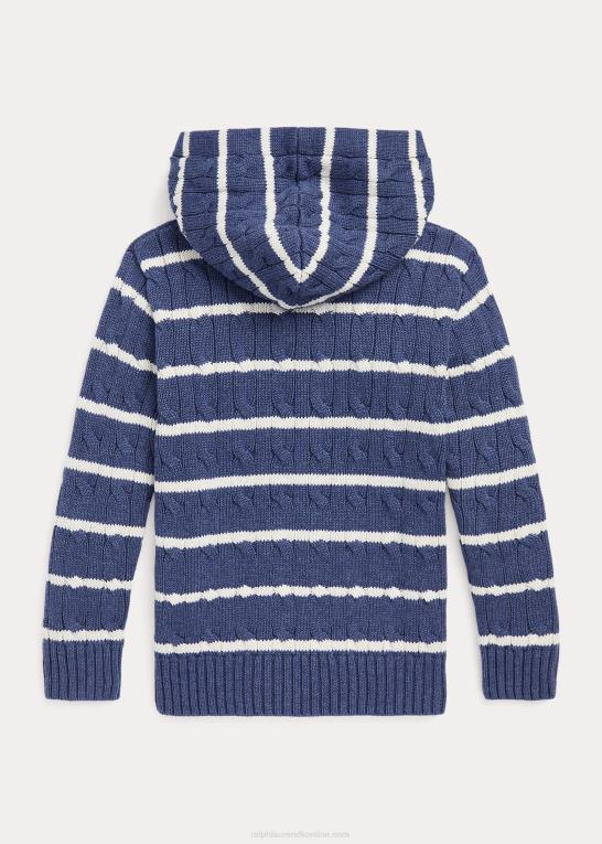 ejendom creme/rustik navy børn Ralph Lauren stribet hættetrøje i bomuld Z426B9911