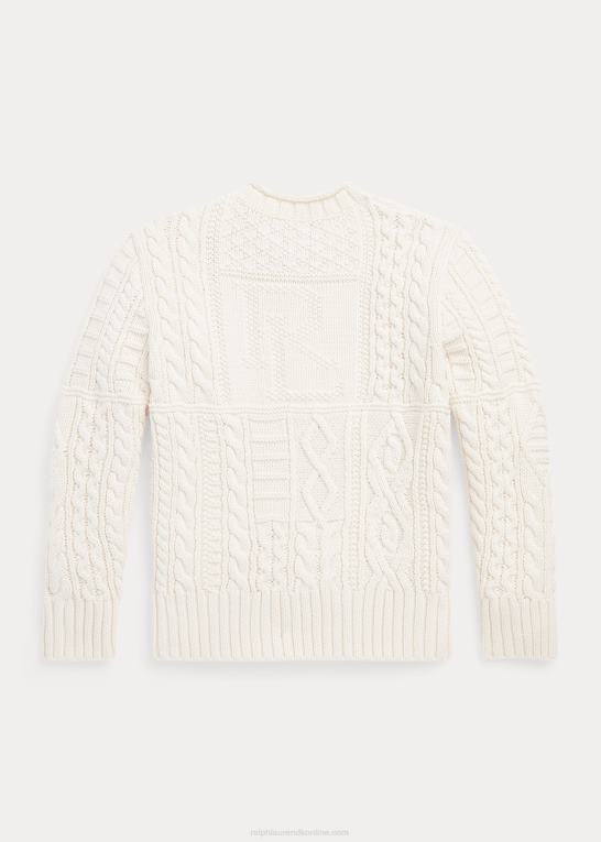ejendomscreme børn Ralph Lauren aran-strikket bomuldstrøje med rullehals Z426B6539