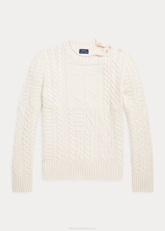 ejendomscreme børn Ralph Lauren aran-strikket bomuldstrøje med rullehals Z426B6681