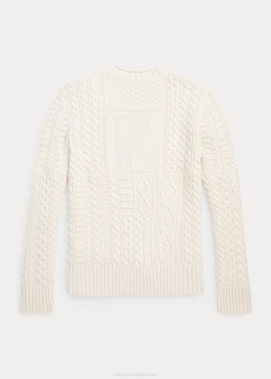 ejendomscreme børn Ralph Lauren aran-strikket bomuldstrøje med rullehals Z426B6681