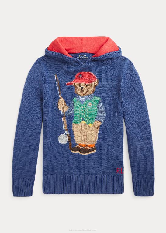 gammel kgl børn Ralph Lauren hættetrøje i bomuld med polobjørn Z426B6105