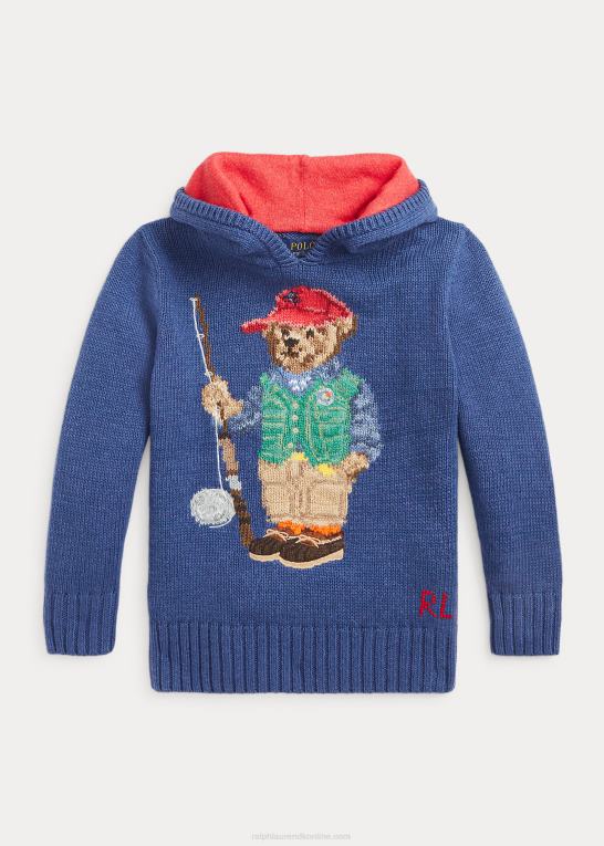 gammel kgl børn Ralph Lauren hættetrøje i bomuld med polobjørn Z426B9766