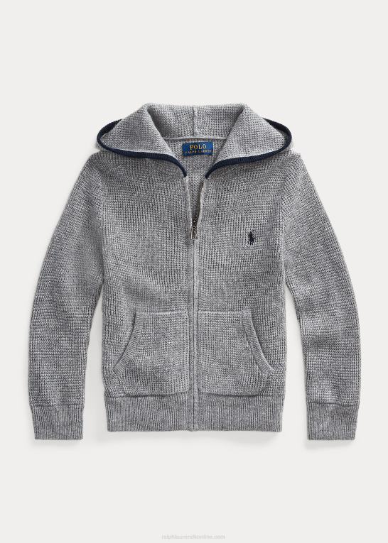 grå lyng børn Ralph Lauren kashmir sweater med fuld lynlås Z426B5917