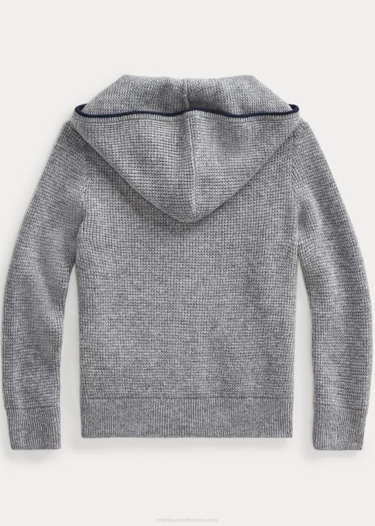 grå lyng børn Ralph Lauren kashmir sweater med fuld lynlås Z426B5917