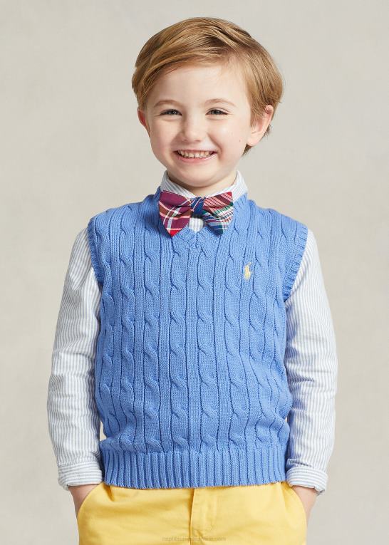 havneø blå børn Ralph Lauren kabelstrikket bomuldstrøjevest Z426B6427