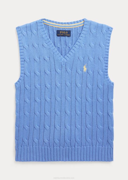 havneø blå børn Ralph Lauren kabelstrikket bomuldstrøjevest Z426B6427