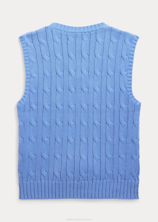 havneø blå børn Ralph Lauren kabelstrikket bomuldstrøjevest Z426B6427