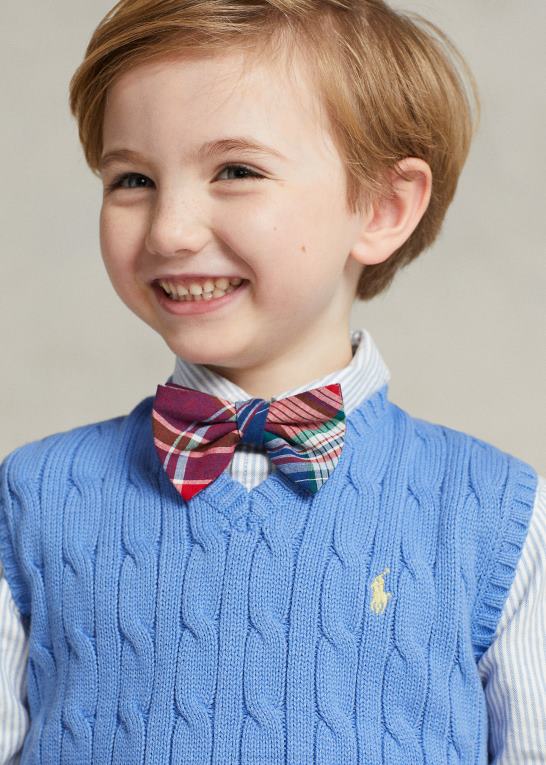 havneø blå børn Ralph Lauren kabelstrikket bomuldstrøjevest Z426B6427