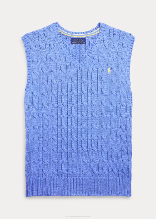 havneø blå børn Ralph Lauren kabelstrikket bomuldstrøjevest Z426B6599
