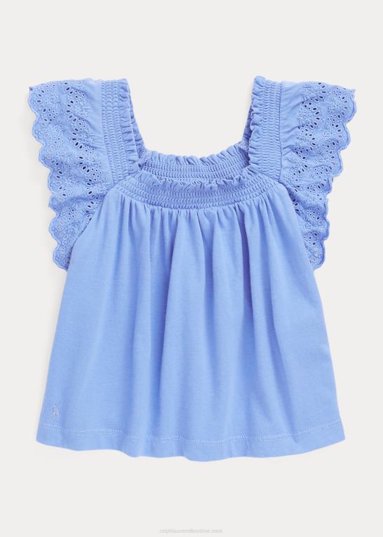 havneø blå børn Ralph Lauren top med øjebroderet bomuldsjersey Z426B6882