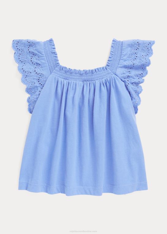 havneø blå børn Ralph Lauren top med øjebroderet bomuldsjersey Z426B6882