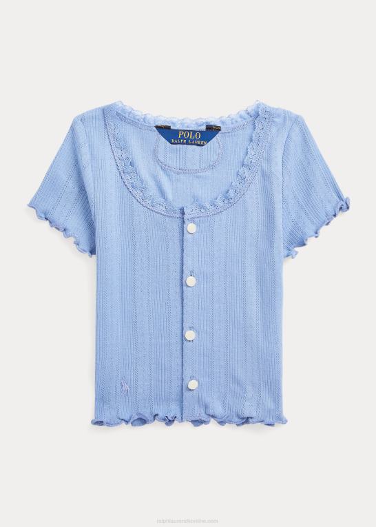 kanal blå børn Ralph Lauren pointelle-strikket cardigan i bomuld Z426B6836