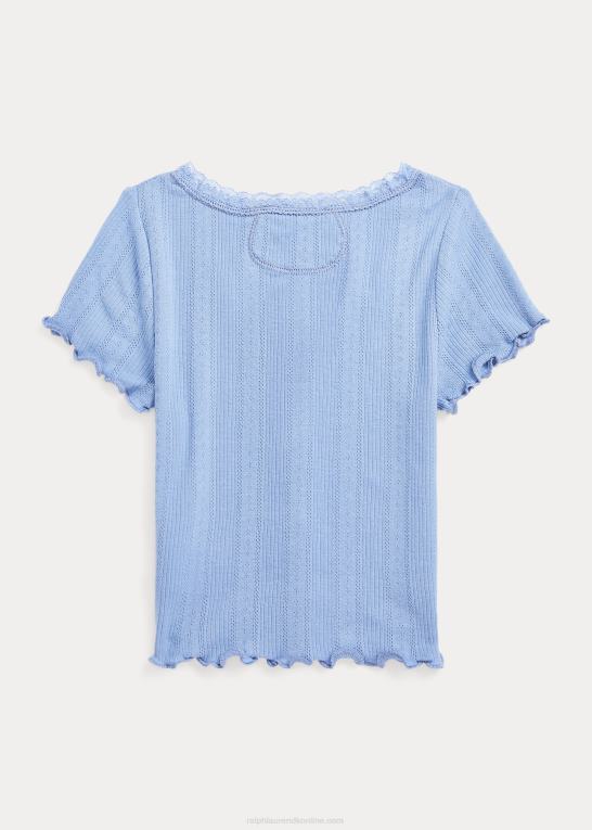 kanal blå børn Ralph Lauren pointelle-strikket cardigan i bomuld Z426B6836