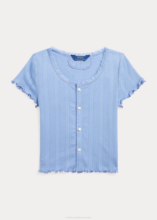 kanal blå børn Ralph Lauren pointelle-strikket cardigan i bomuld Z426B7075