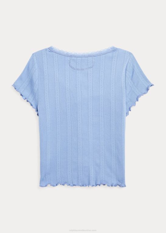 kanal blå børn Ralph Lauren pointelle-strikket cardigan i bomuld Z426B7075