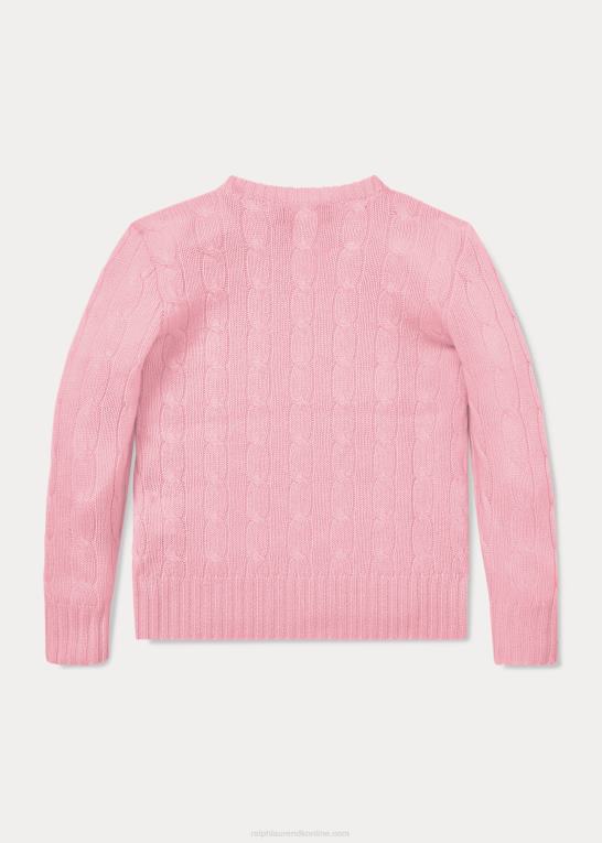 karmel pink børn Ralph Lauren den ikoniske kabelstrikkede kashmirtrøje Z426B5723
